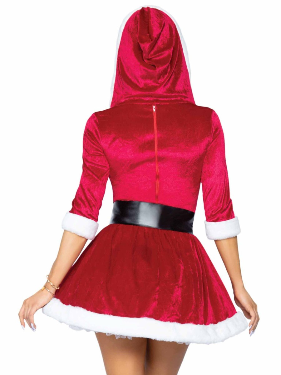 Kostuums Leg Avenue | Mrs. Claus Hooded Dress Rood