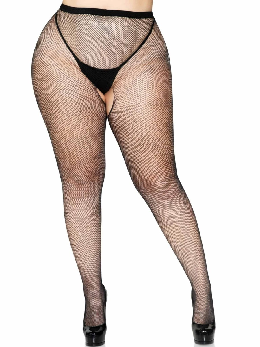 Beenmode Leg Avenue | Ginny Kruisloze Visnet Panty Plus Size Zwart