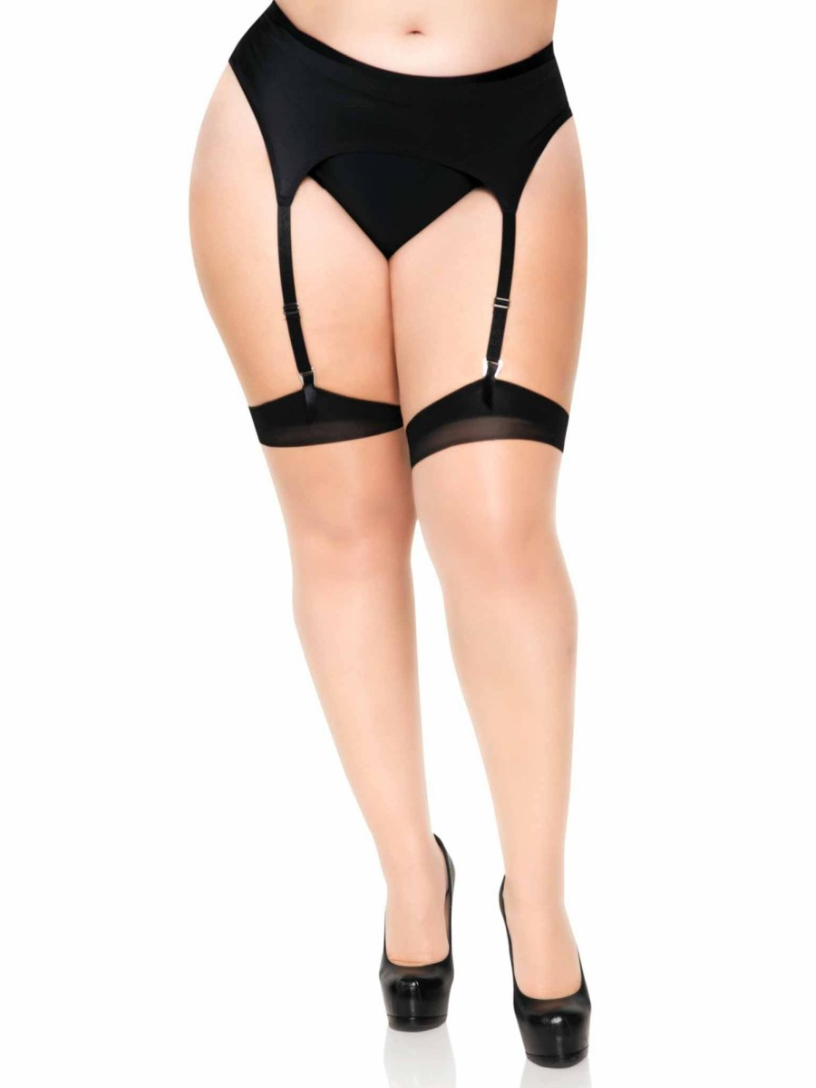 Beenmode Leg Avenue | Tweekleurige Kousen - Plussize Nude, Zwart