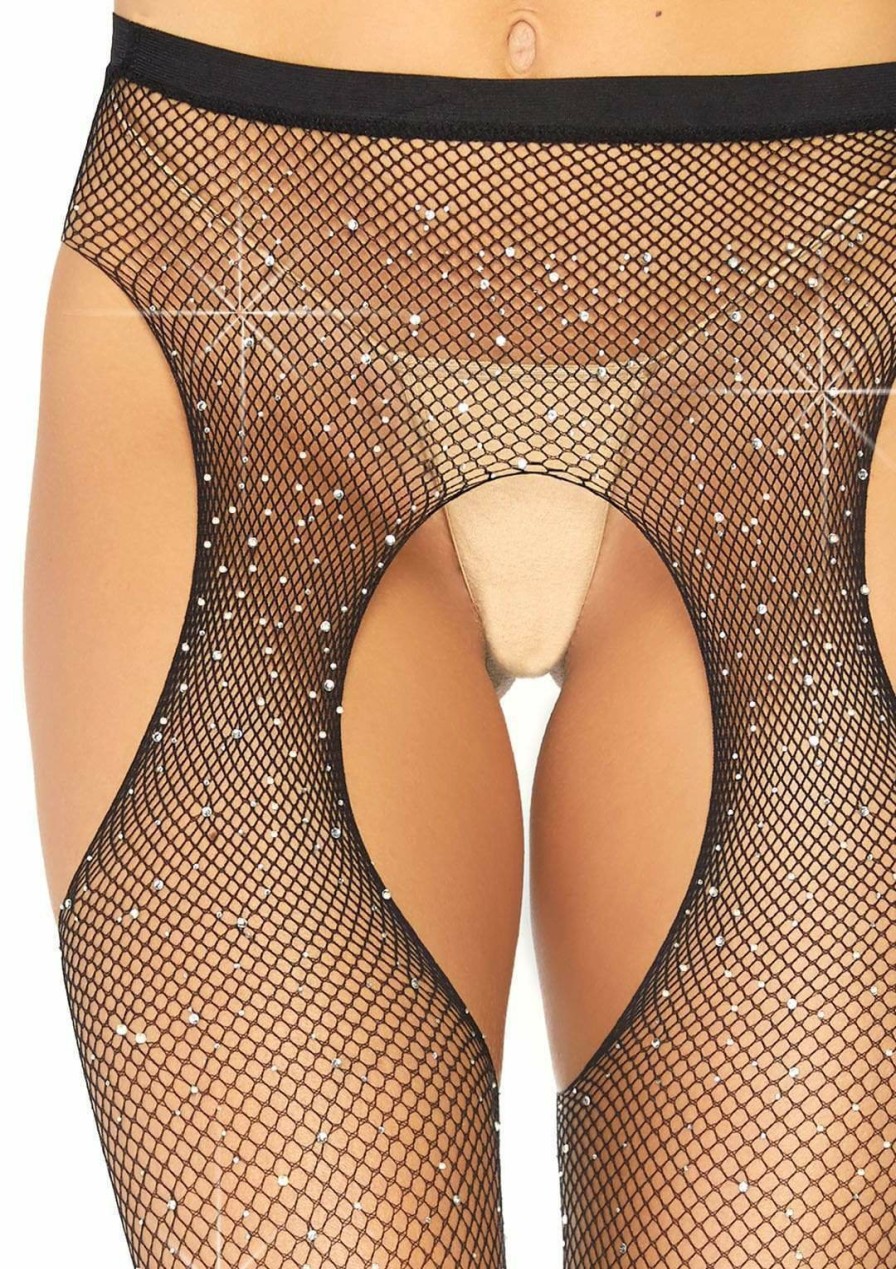 Beenmode Leg Avenue | Jarretel Panty Met Strass Steentjes