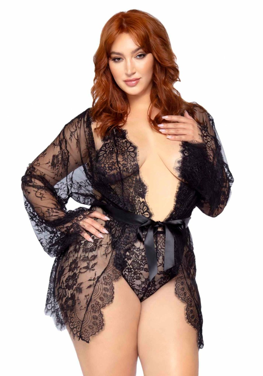 Lingerie Leg Avenue | Plus Love Affair Robe & Teddy Set