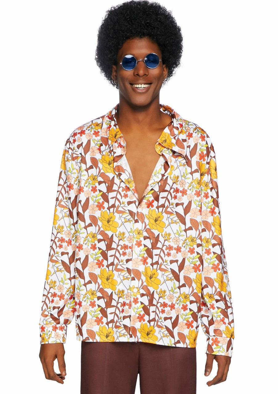 Kostuums Leg Avenue | Mens 70S Floral Shirt Multicolor