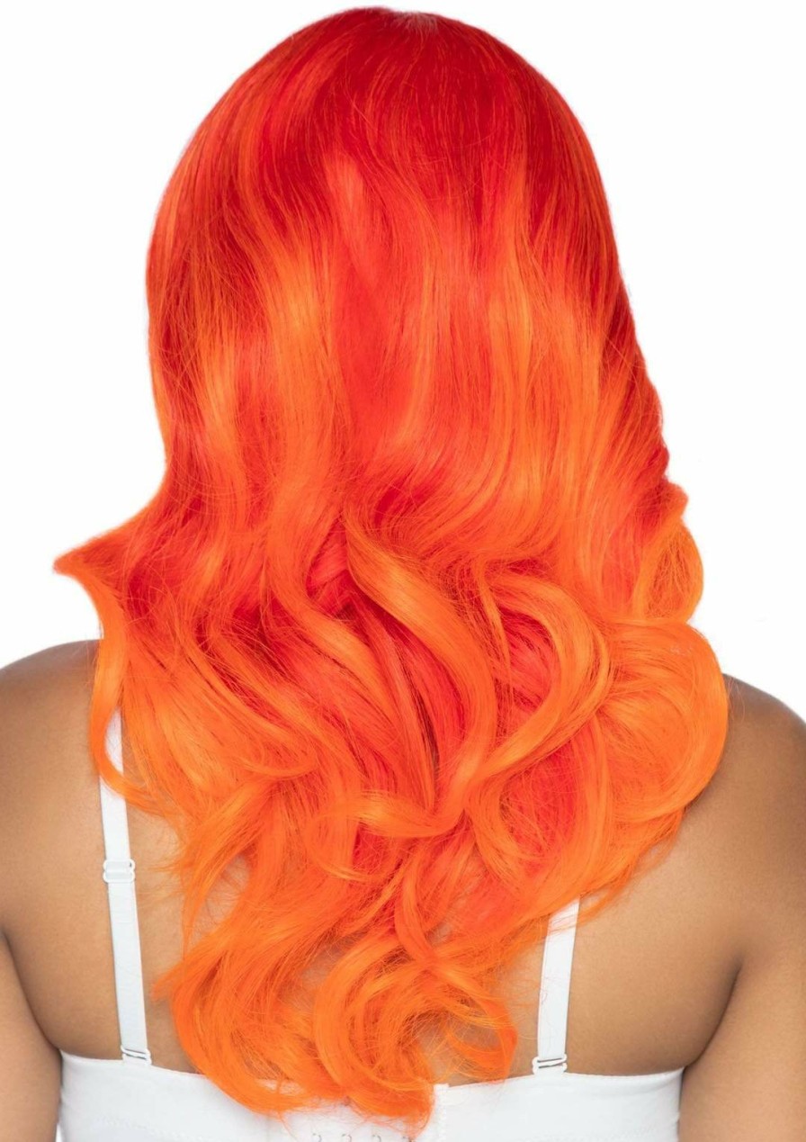 Accessories Leg Avenue | Ombre Long Wavy Wig Oranje