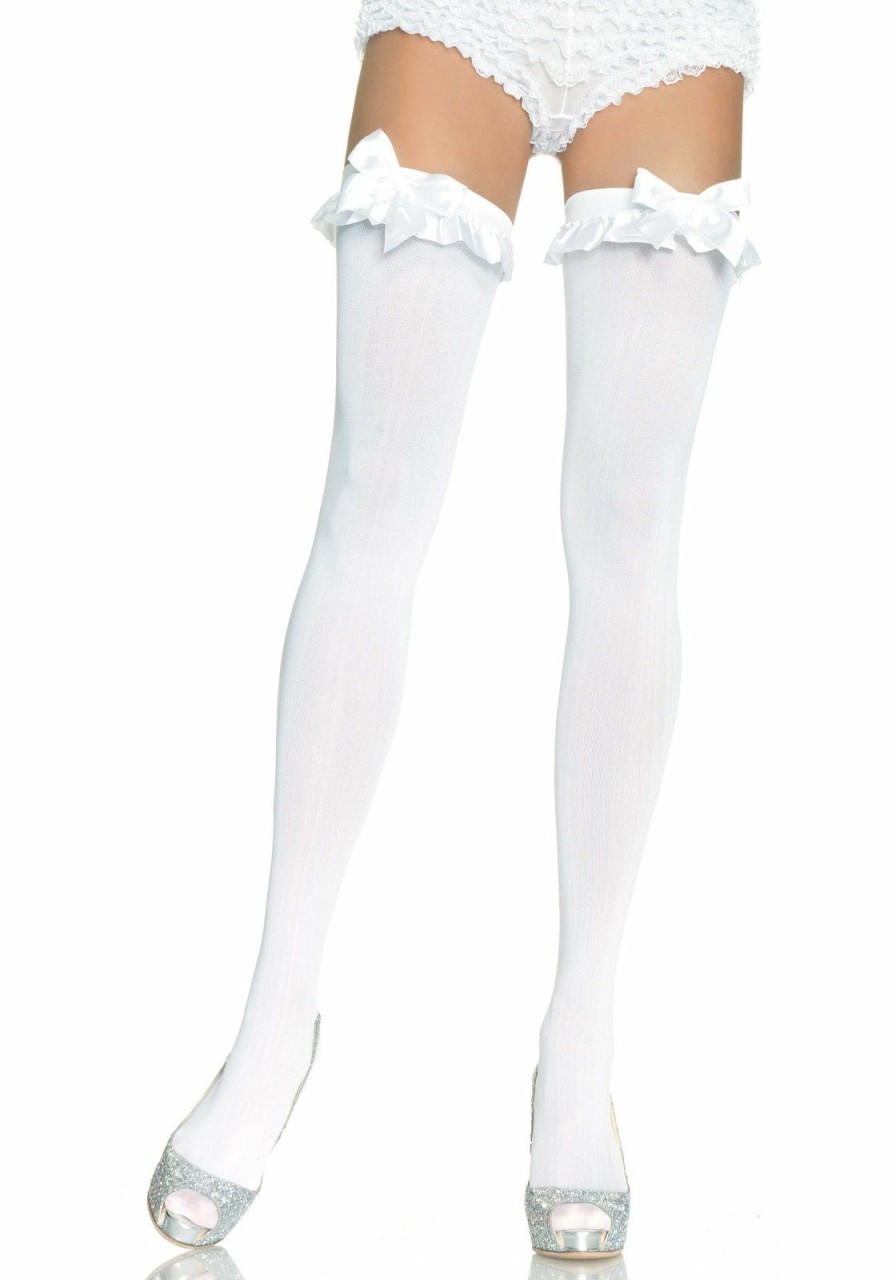 Beenmode Leg Avenue | Semi-Transparante Thigh High Kousen Met Strik