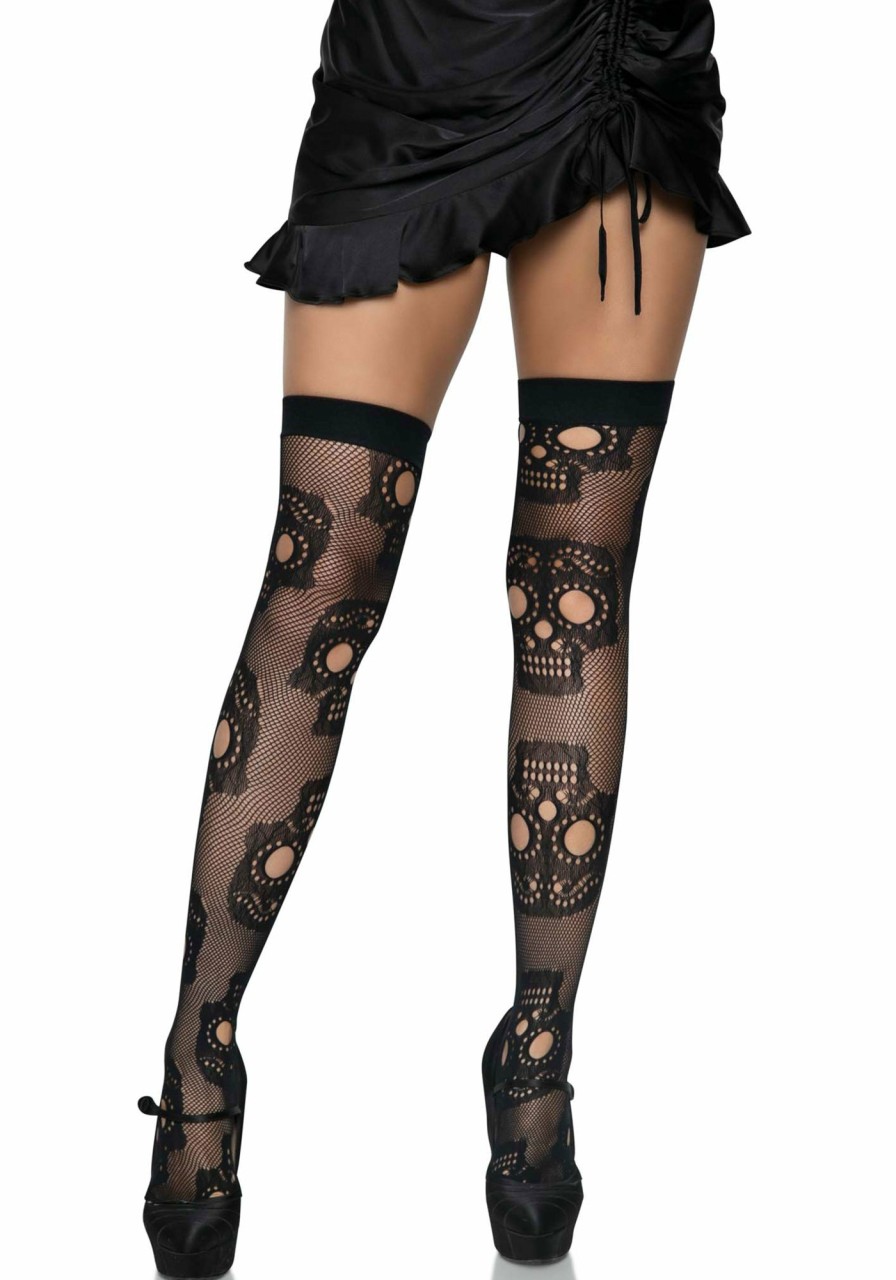 Beenmode Leg Avenue | Sugar Skull Net Thigh Highs