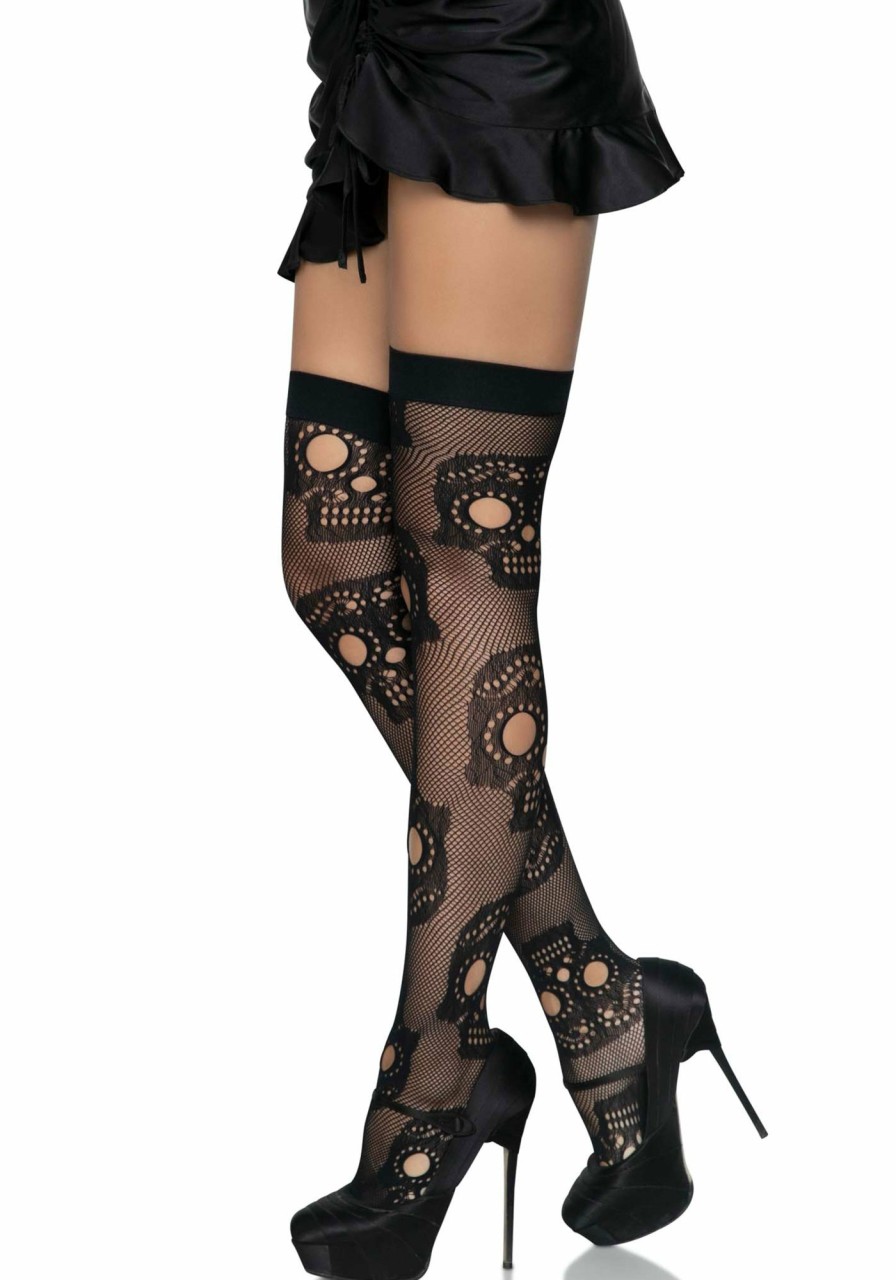 Beenmode Leg Avenue | Sugar Skull Net Thigh Highs