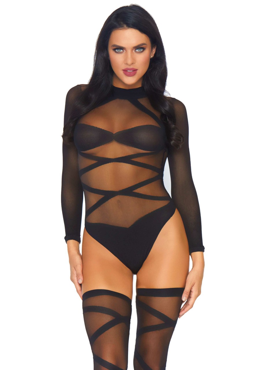 Lingerie Leg Avenue | Bodysuit And Thigh Highs Zwart