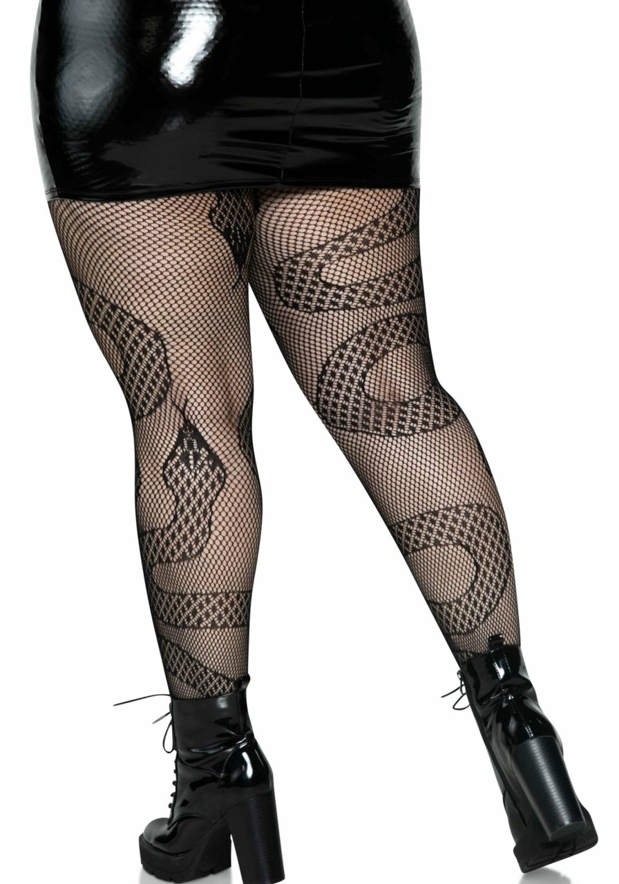 Beenmode Leg Avenue | Plus Snake Net Tights Zwart