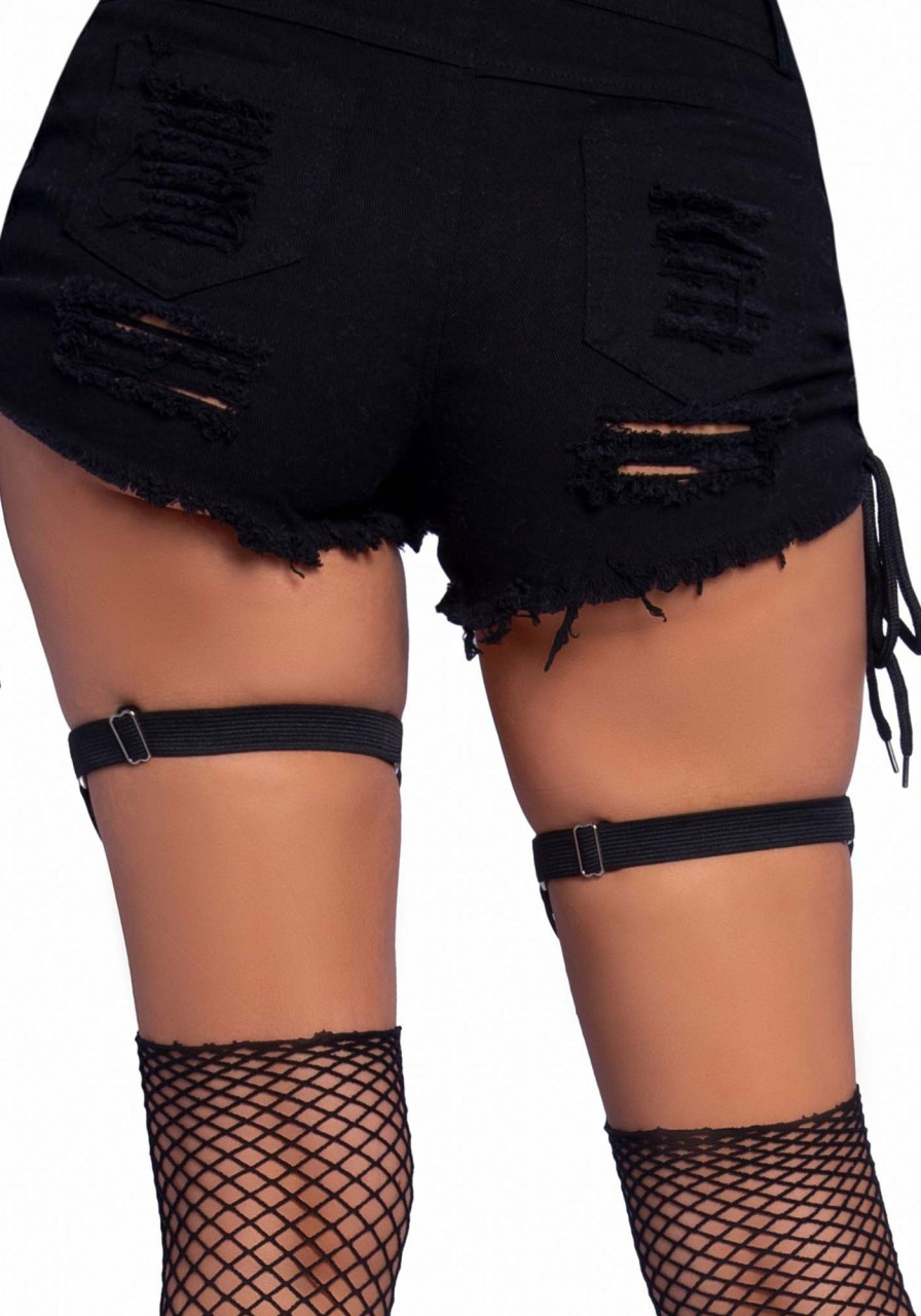 Accessories Leg Avenue | Bat O-Ring Studded Garter Black