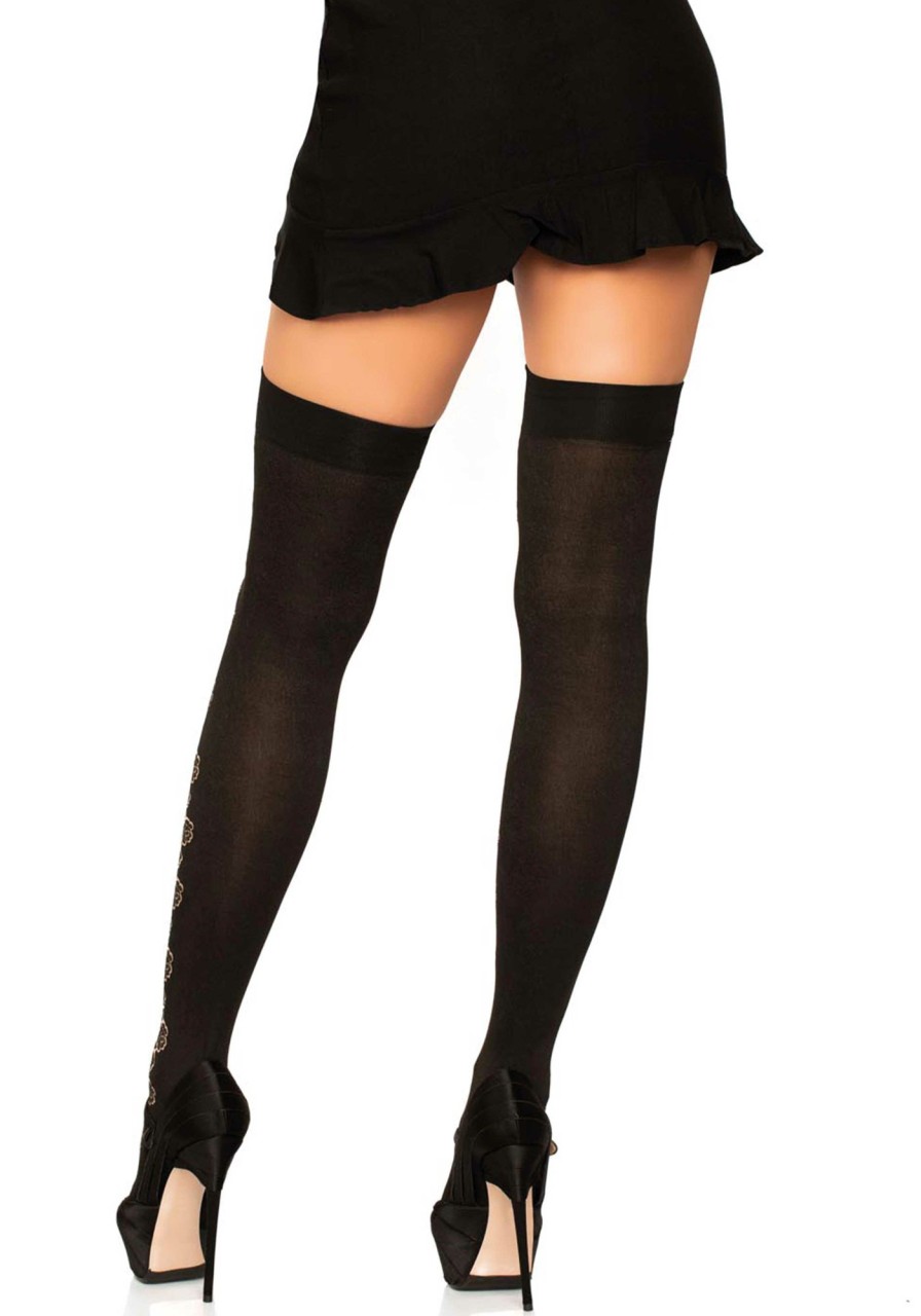 Beenmode Leg Avenue | Rosette Panel Thigh Highs Black