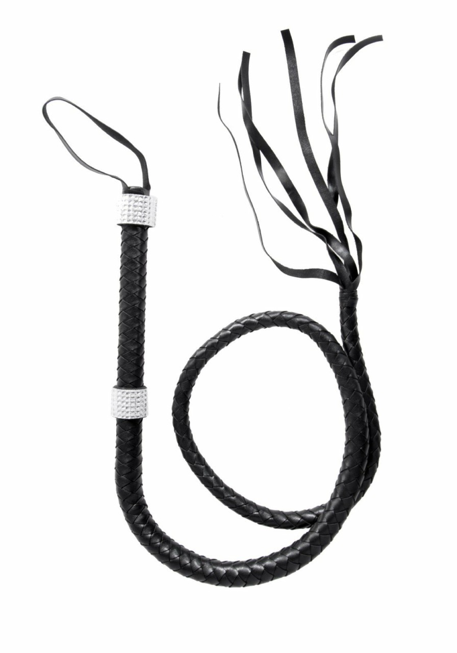 Accessories Leg Avenue | Rhinestone Handle Whip Zwart