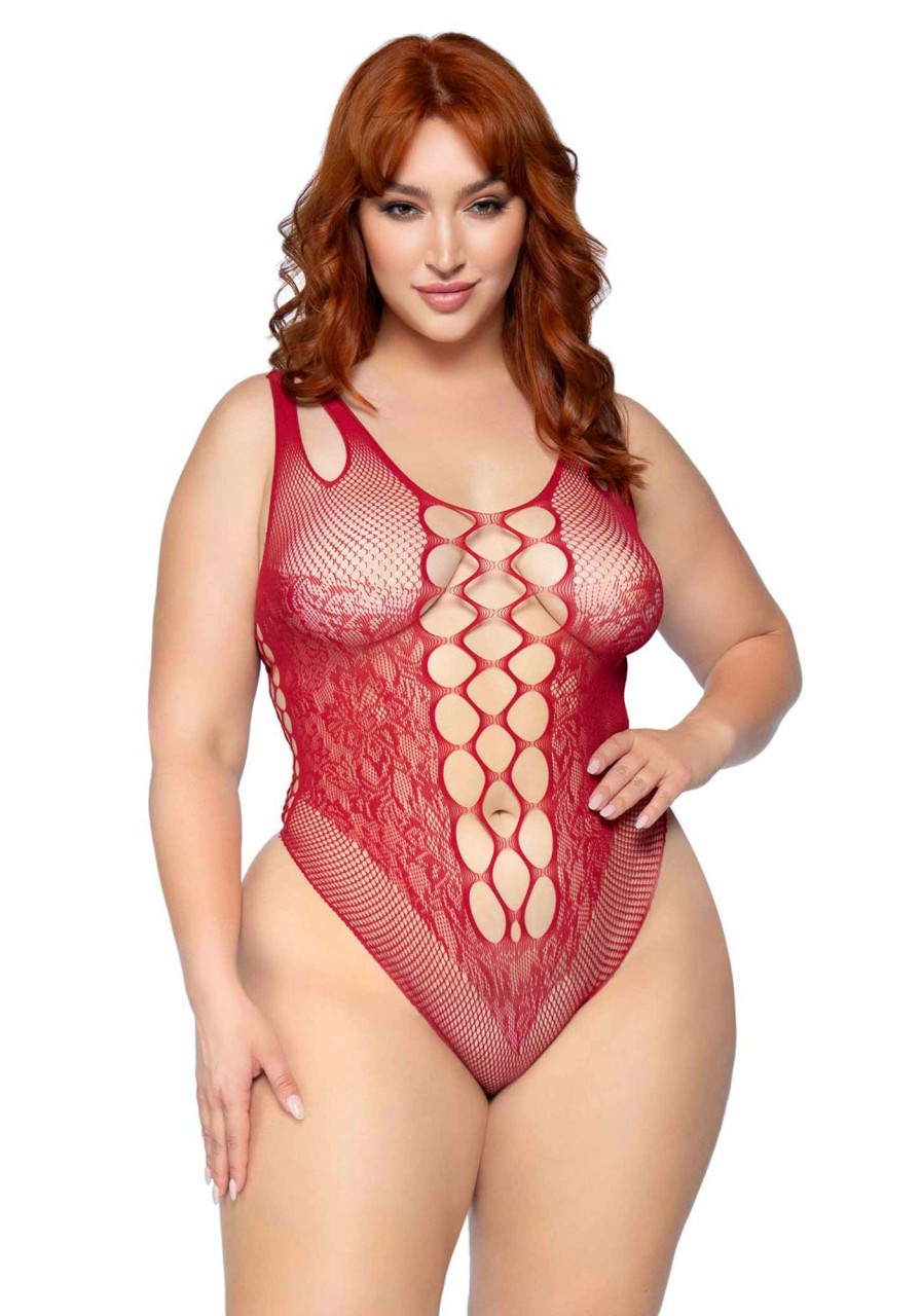 Lingerie Leg Avenue | Naadloze Net & Kanten Plus Size Bodysuit