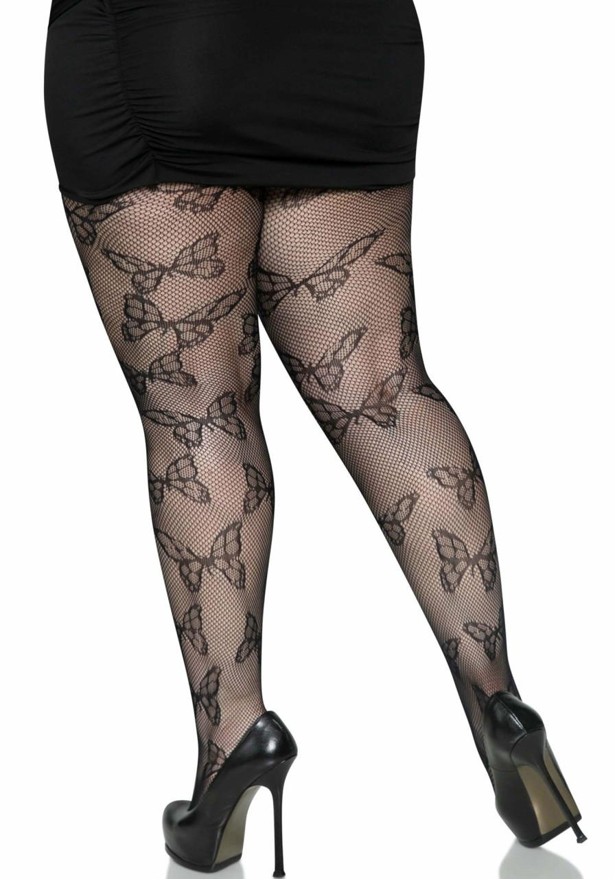 Beenmode Leg Avenue | Plus Butterfly Fishnet Tights Zwart