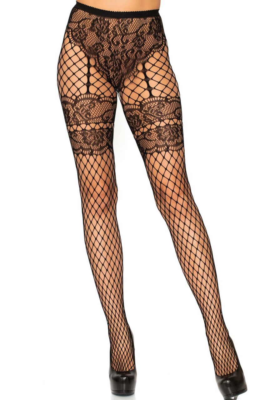 Beenmode Leg Avenue | Kanten Net Panty Zwart