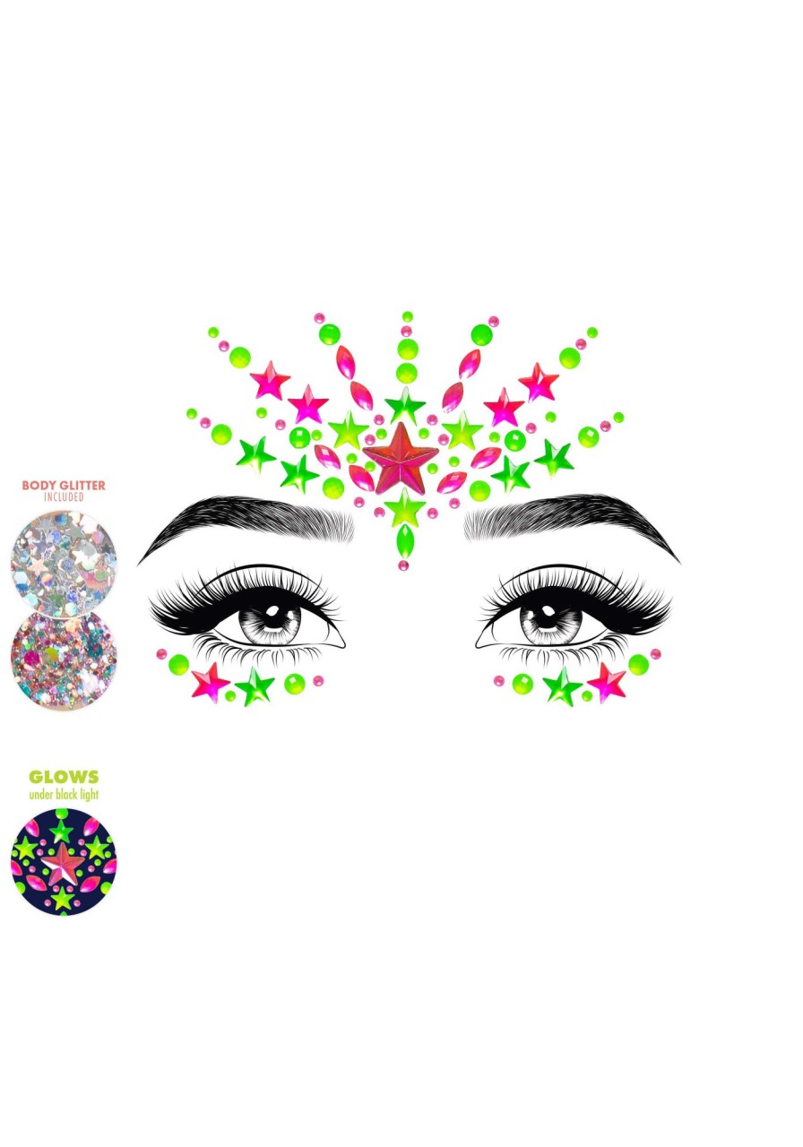 Accessories Leg Avenue | Vibe Neon Face Jewels Sticker Multicolor