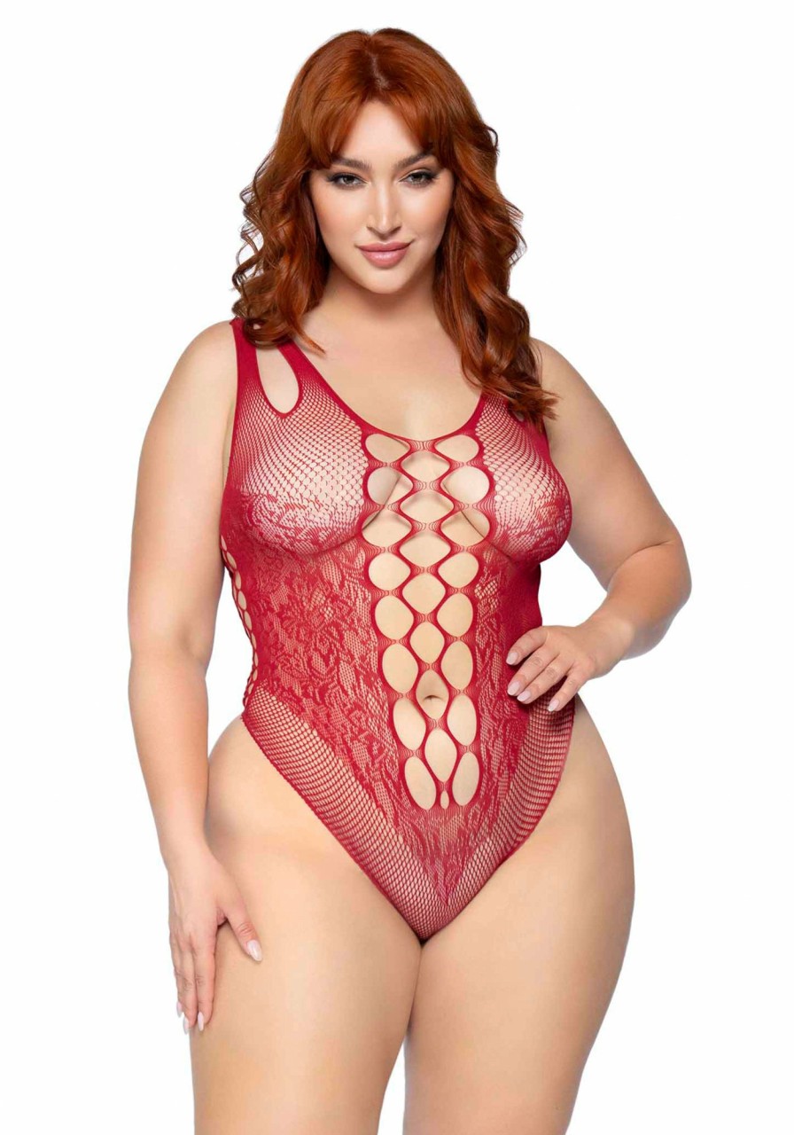 Lingerie Leg Avenue | Naadloze Net & Kanten Plus Size Bodysuit