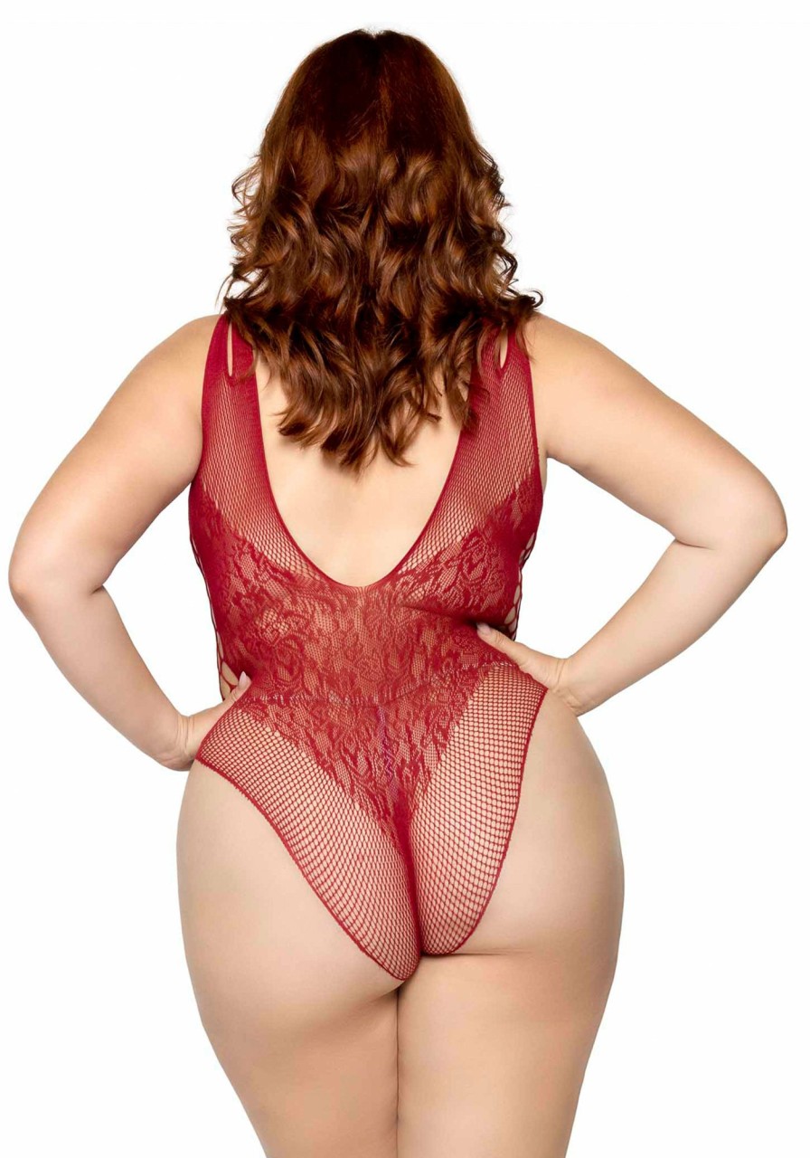 Lingerie Leg Avenue | Naadloze Net & Kanten Plus Size Bodysuit