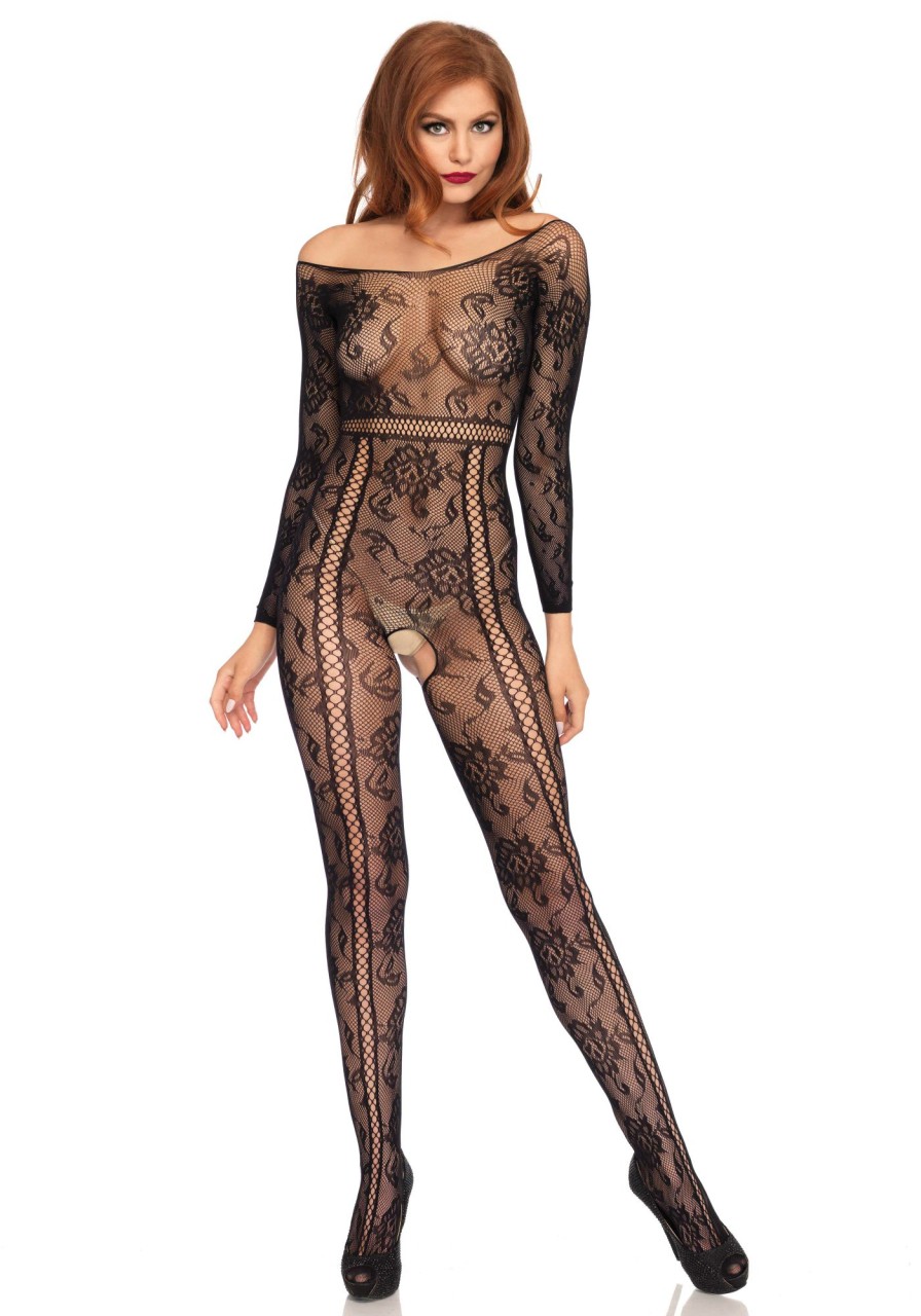 Lingerie Leg Avenue | Bodystocking Met Lange Mouwen Black