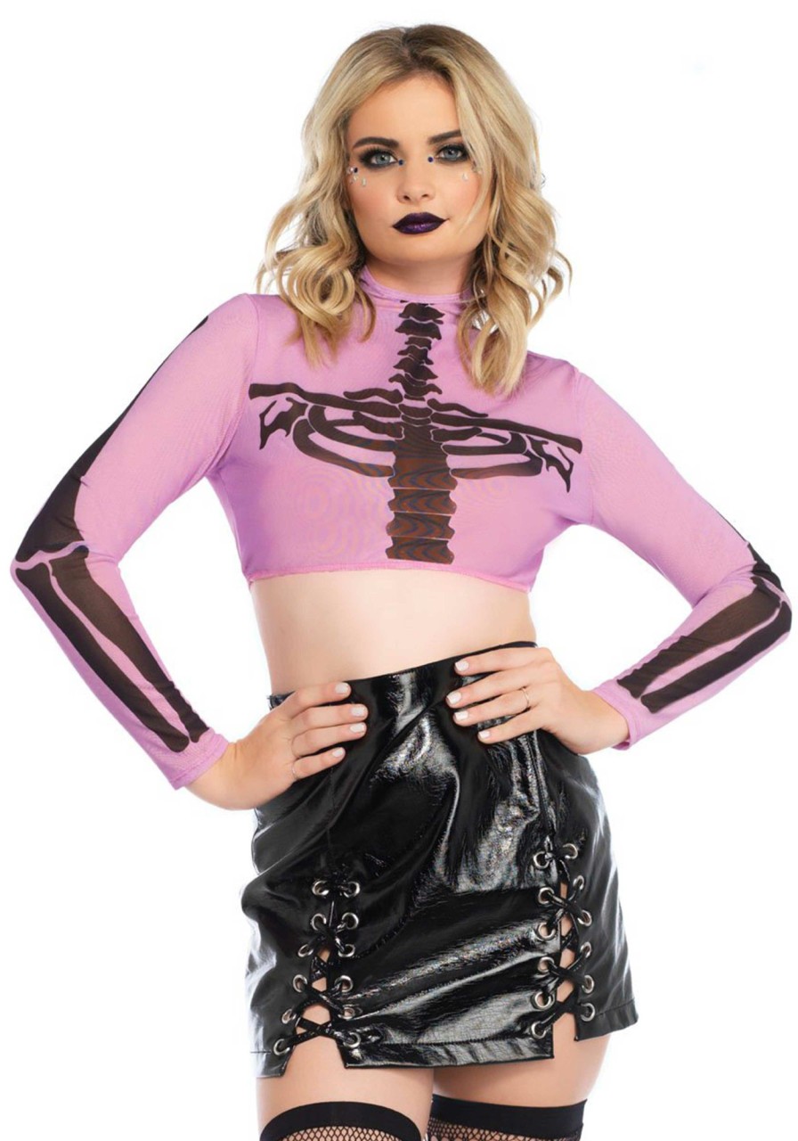 Kostuums Leg Avenue | Skeleton Mesh Crop Top Paars