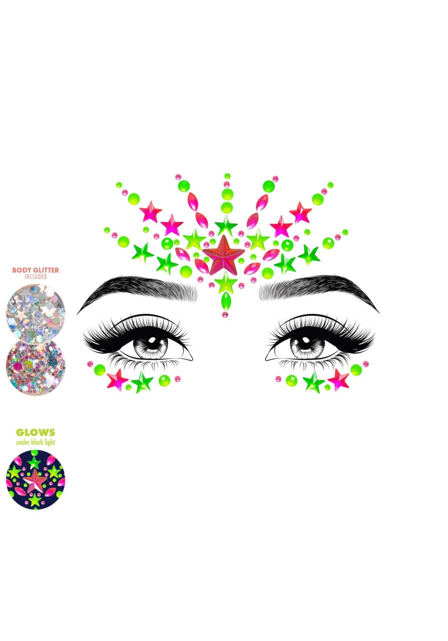 Accessories Leg Avenue | Vibe Neon Face Jewels Sticker Multicolor