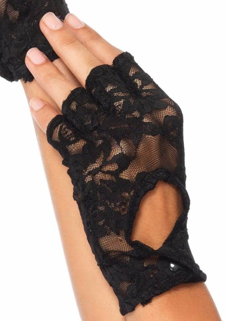 Accessories Leg Avenue | Lace Keyhole Gloves Zwart