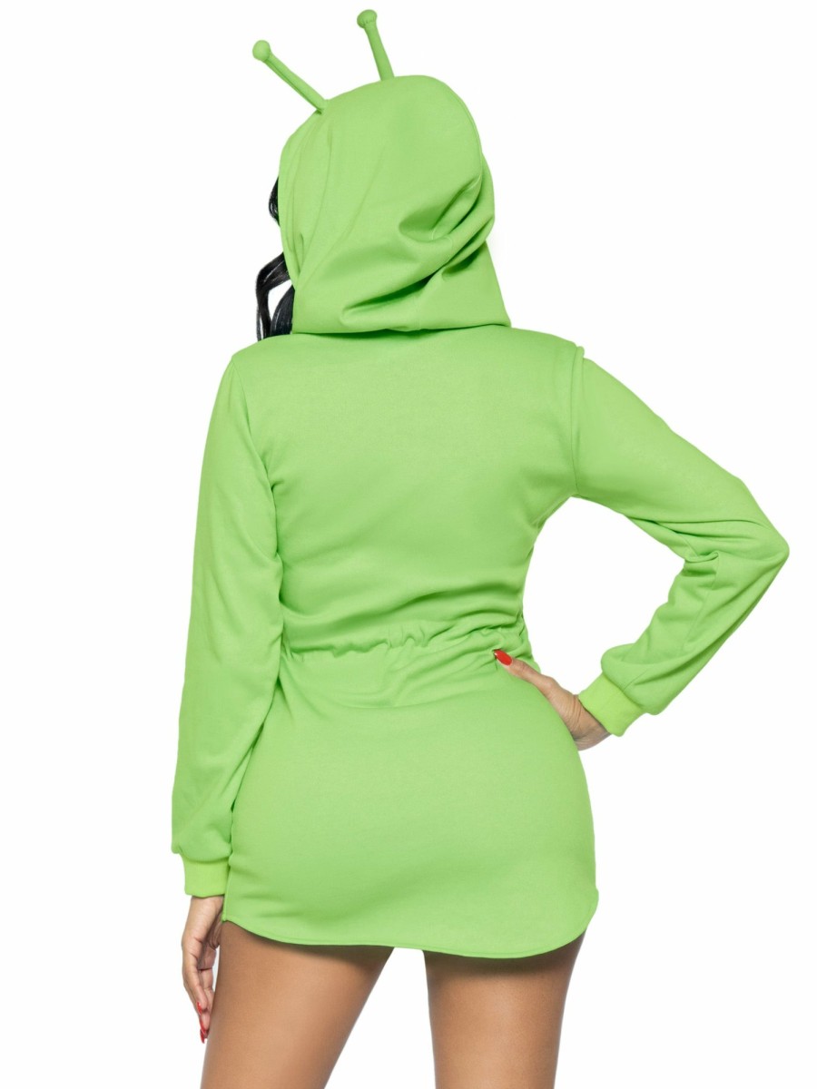 Kostuums Leg Avenue | Alien Hoodie Fleece Jurk Groen