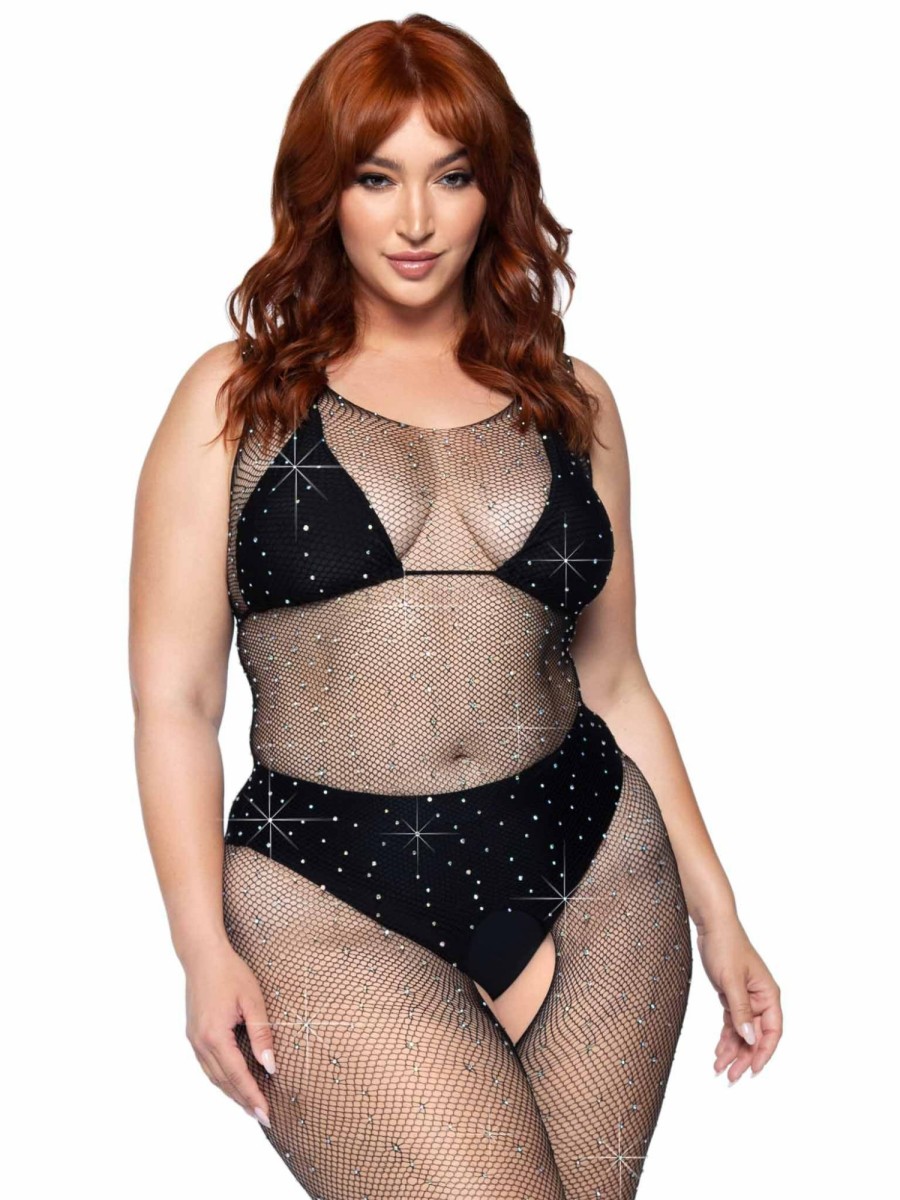 Lingerie Leg Avenue | Crystalized Net Bodystocking + Zwart