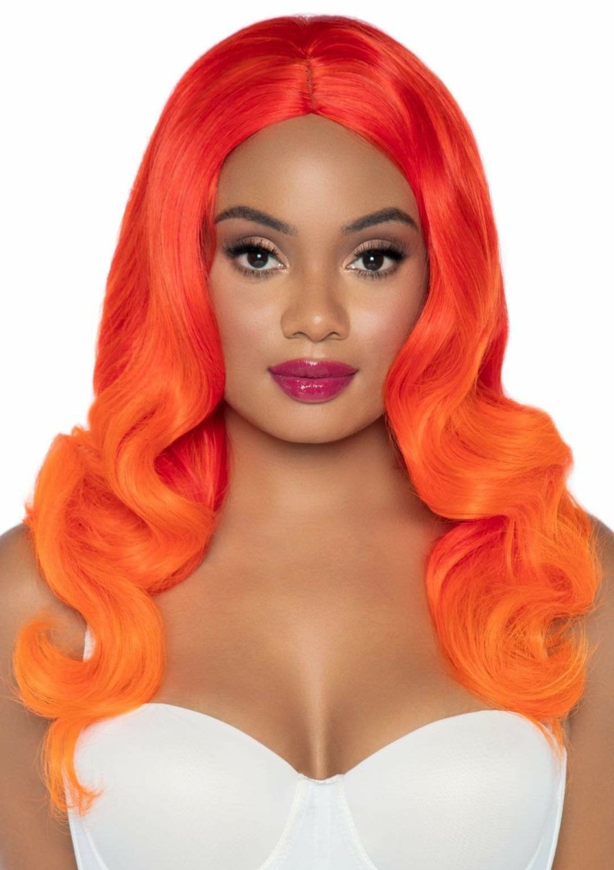 Accessories Leg Avenue | Ombre Long Wavy Wig Oranje