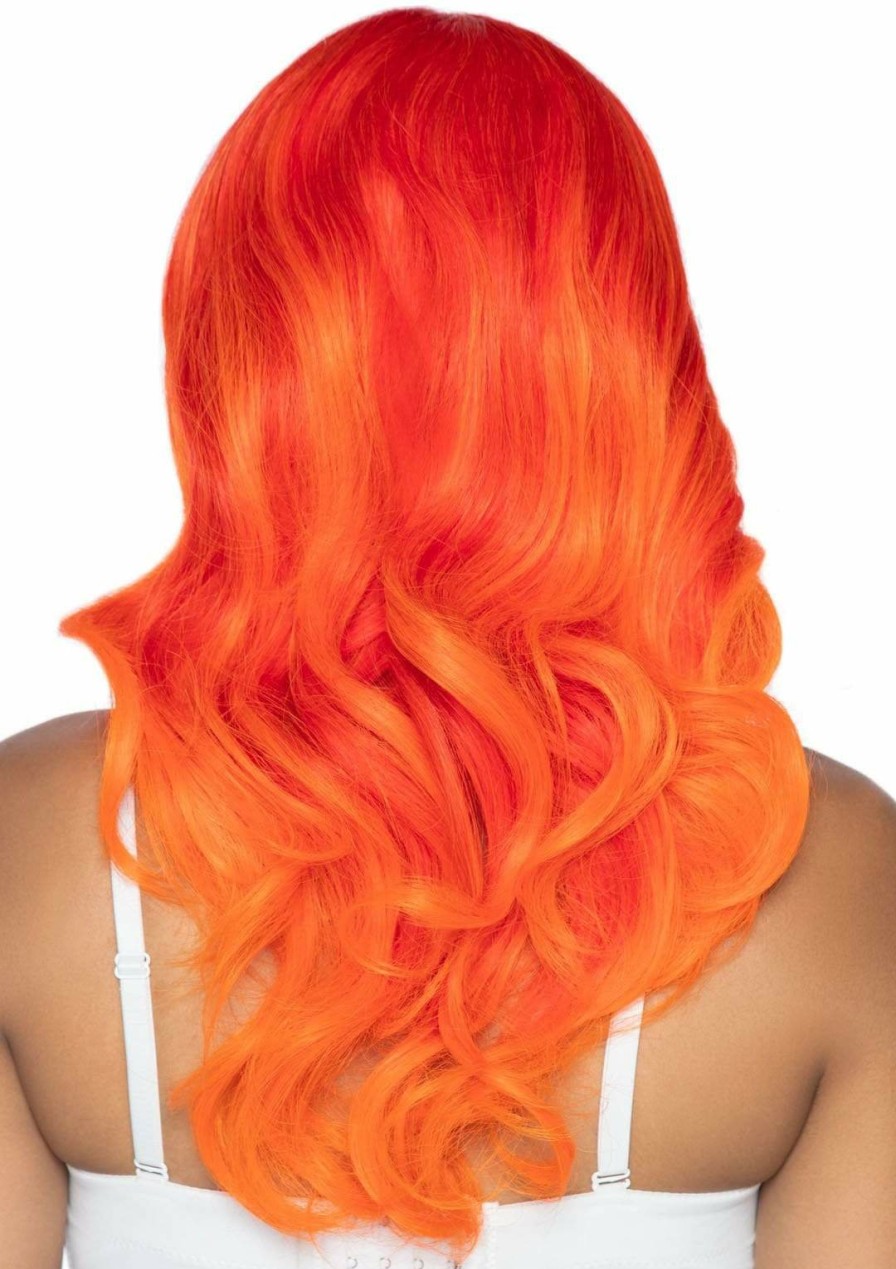 Accessories Leg Avenue | Ombre Long Wavy Wig Oranje