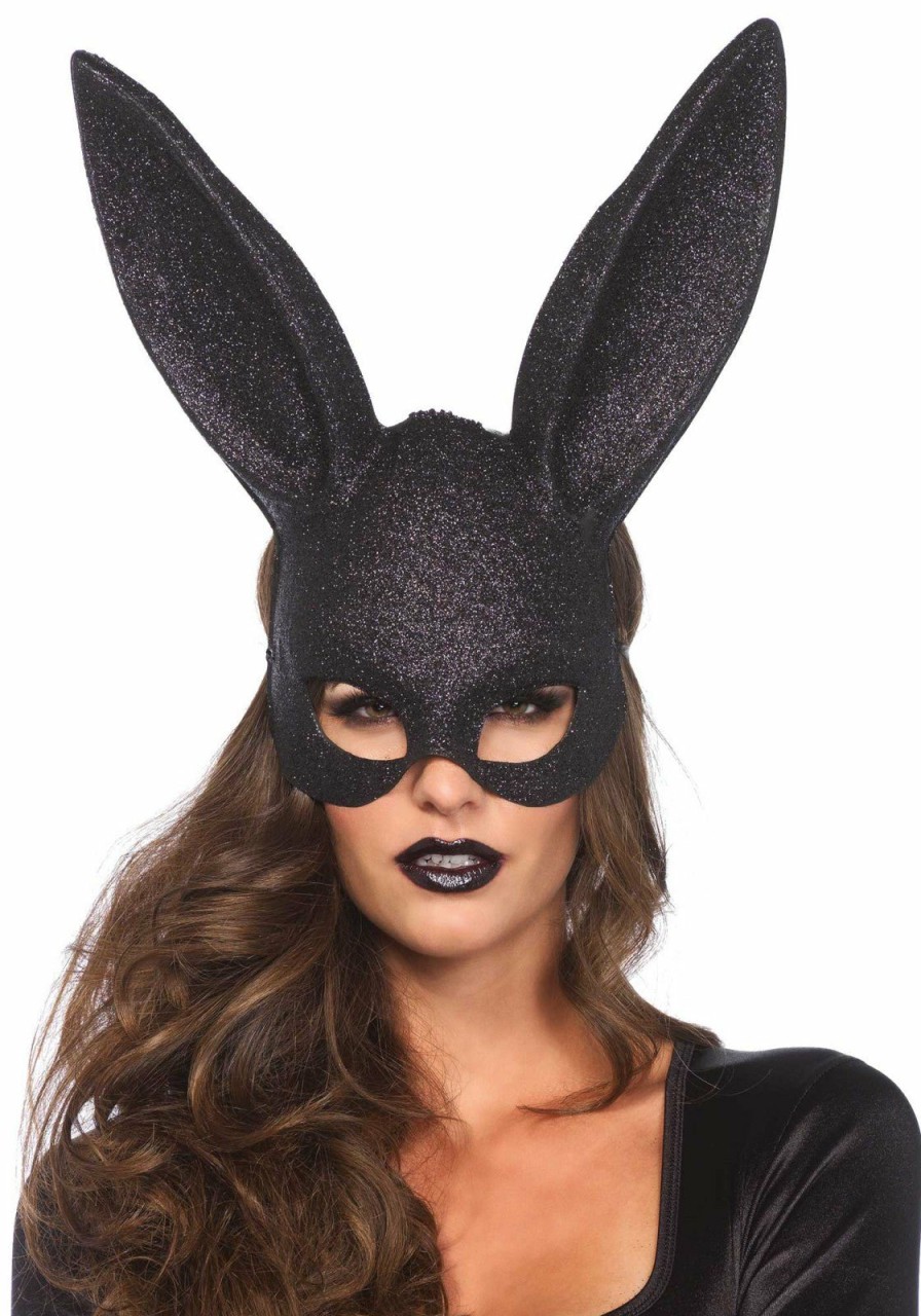 Accessories Leg Avenue | Glitter Masquerade Rabbit Mask Zwart