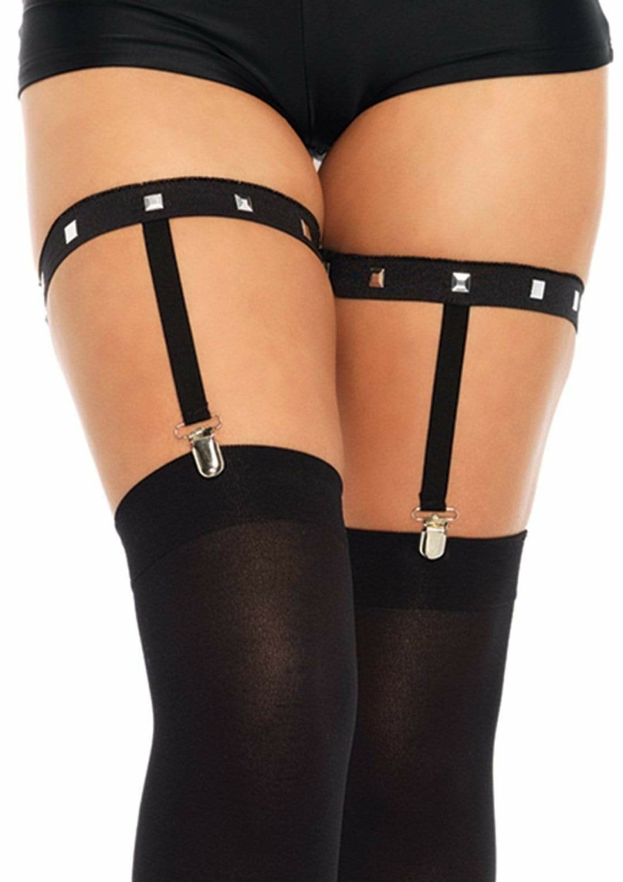 Beenmode Leg Avenue | Kousenband Met Studs Zwart