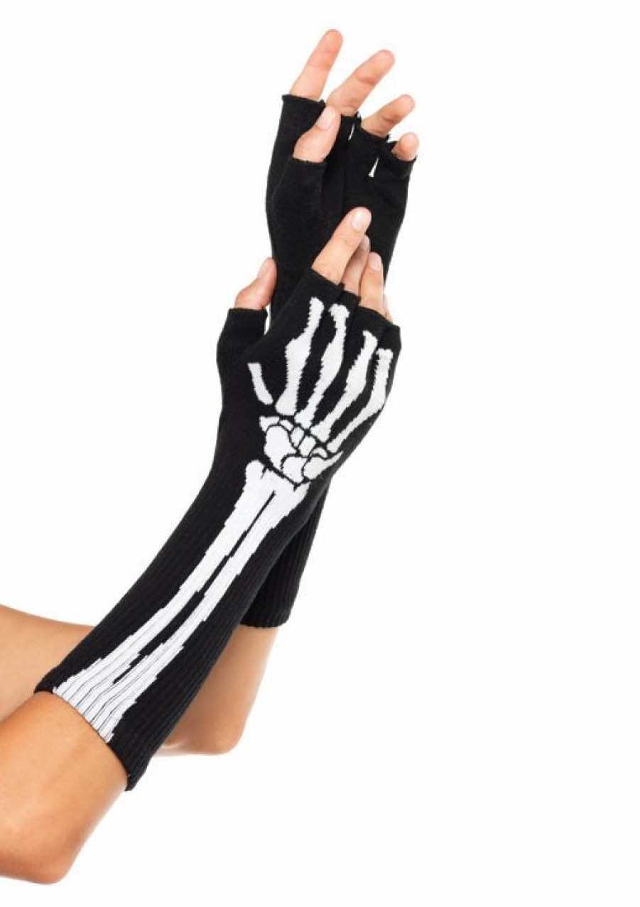 Accessories Leg Avenue | Skeleton Fingerless Gloves Zwart