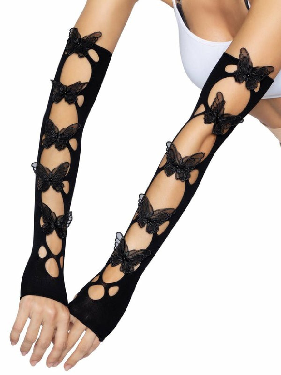 Accessories Leg Avenue | Armwarmers Met Vlinderpatroon