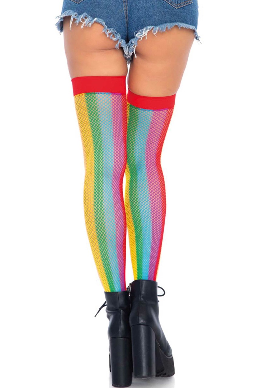 Beenmode Leg Avenue | Regenboog Visnet Thigh High Kousen Multicolor