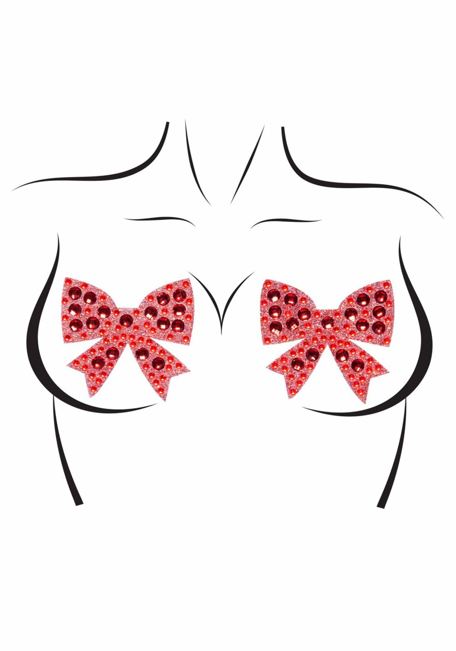 Lingerie Leg Avenue | Gift Me Strass Bow Body Jewel Pasties Sticker Rood