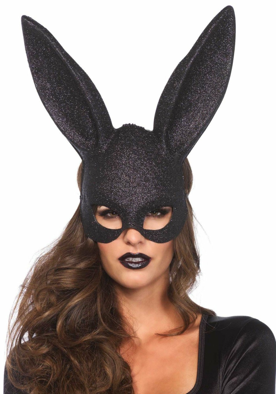 Accessories Leg Avenue | Glitter Masquerade Rabbit Mask Zwart