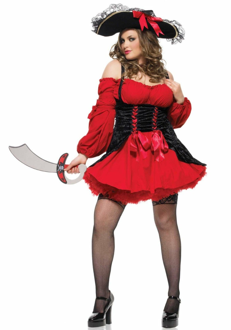 Kostuums Leg Avenue | Vixen Pirate Wench + Rood, Zwart