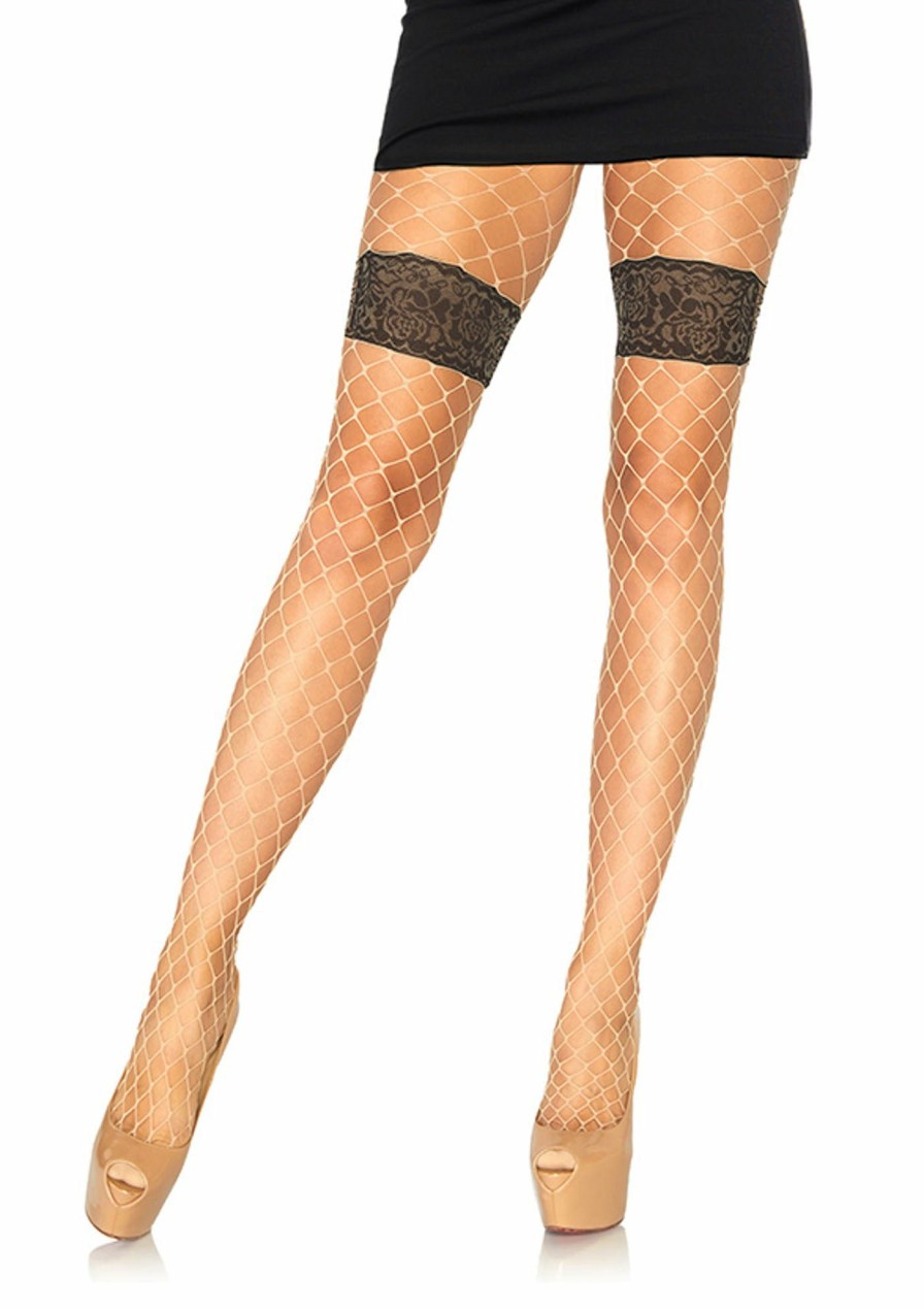 Beenmode Leg Avenue | Grove Net Panty Met Bloemen Nude, Zwart