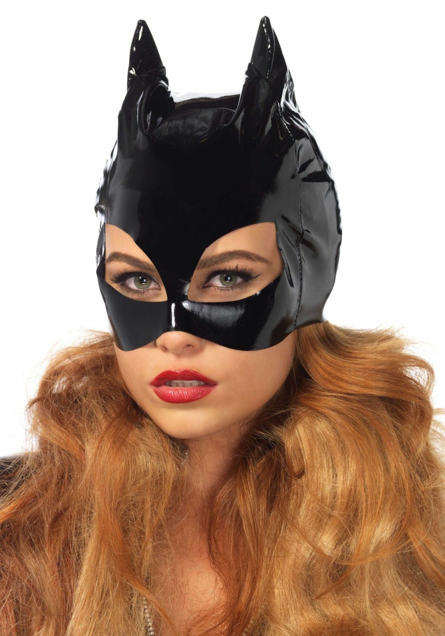 Accessories Leg Avenue | Wetlook Vinyl Catwoman Kostuummasker Zwart