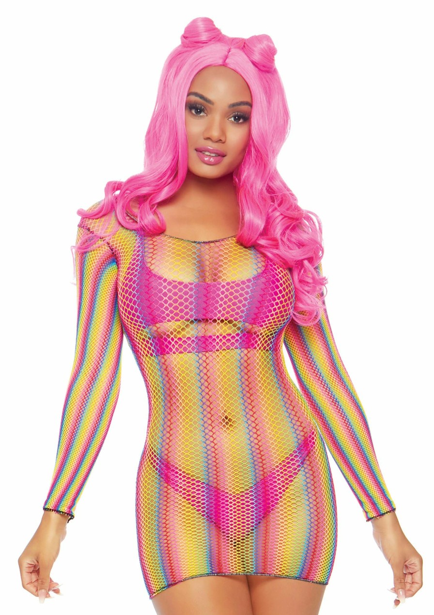 Lingerie Leg Avenue | Rainbow Fishnet Mini Dress Multicolor