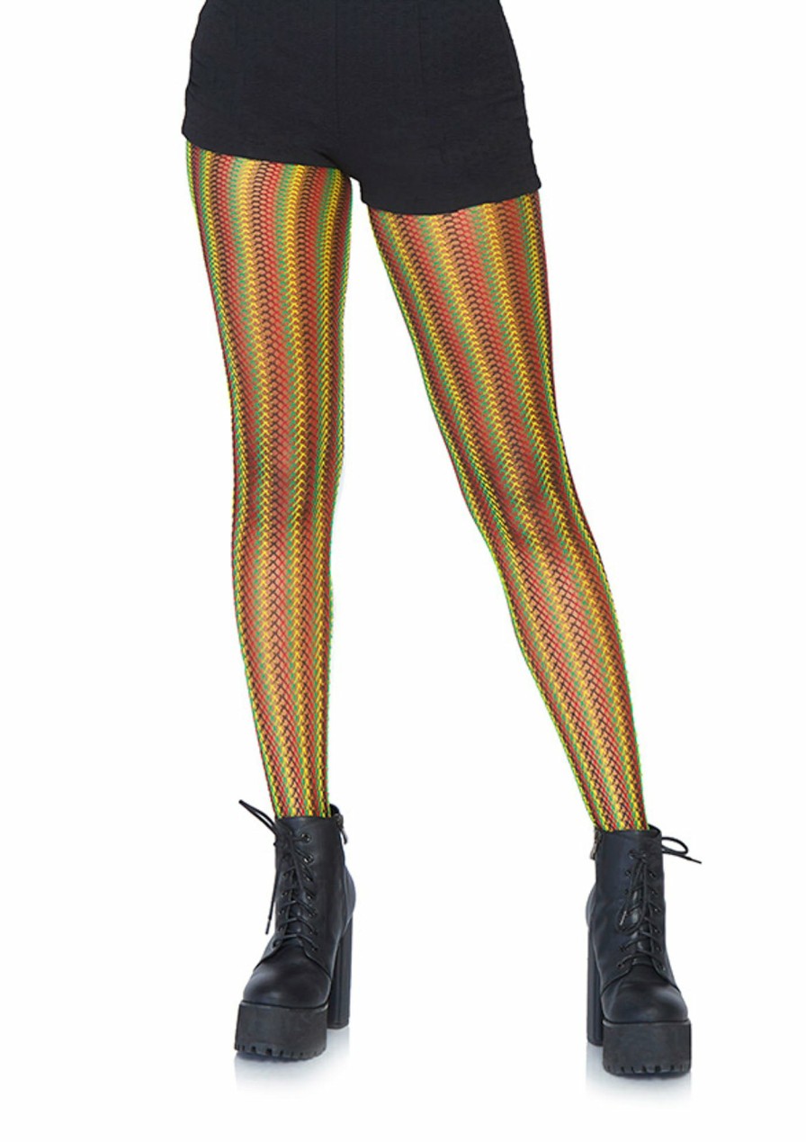 Beenmode Leg Avenue | Rasta Gestreepte Netpanty Multicolor