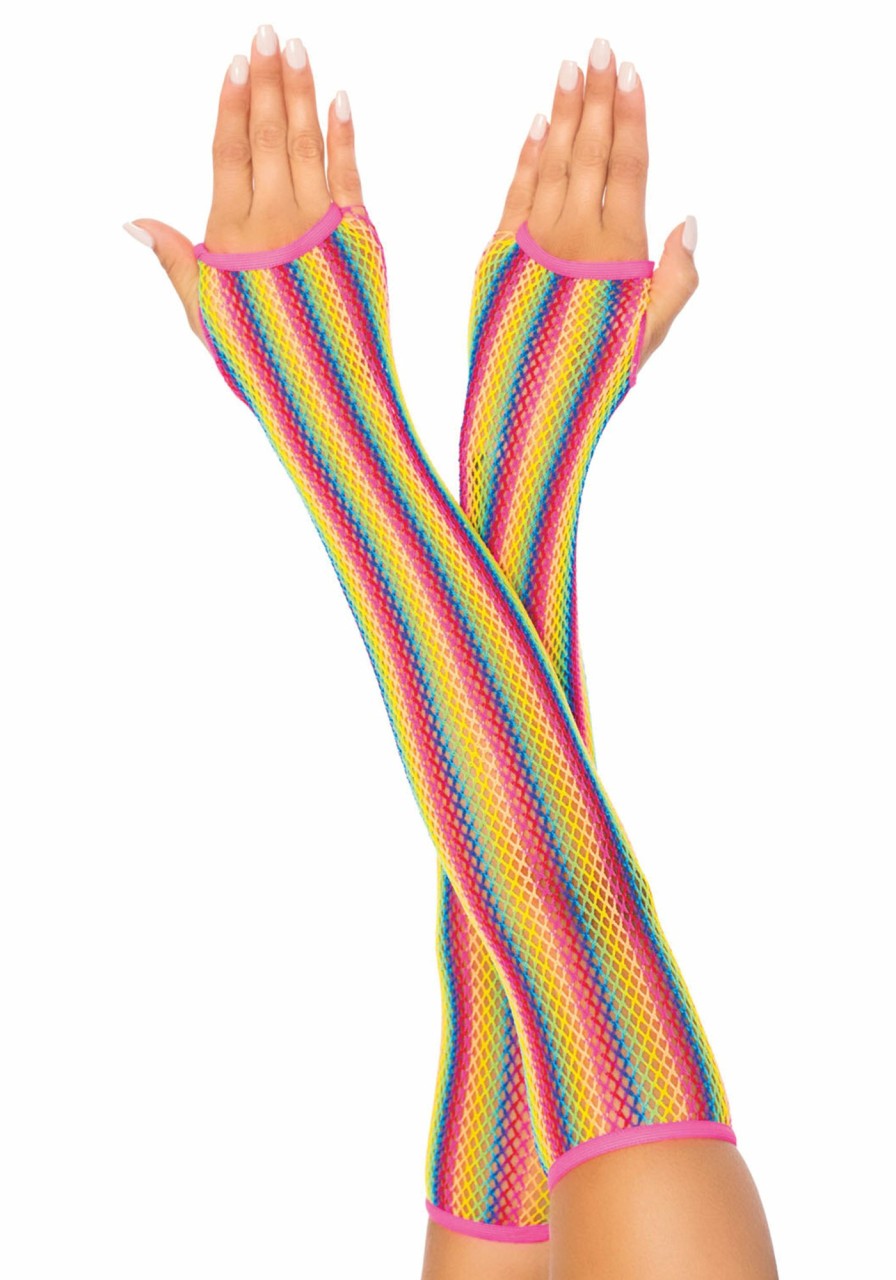 Accessories Leg Avenue | Rainbow Net Arm Warmers Multicolor