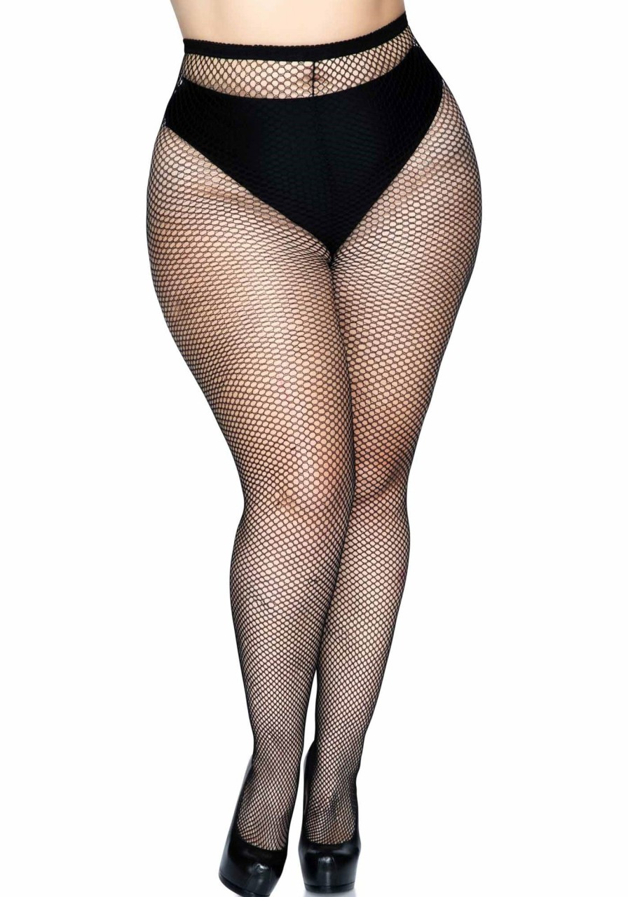 Beenmode Leg Avenue | Visnet Panty Met Achternaad - Plussize Zwart